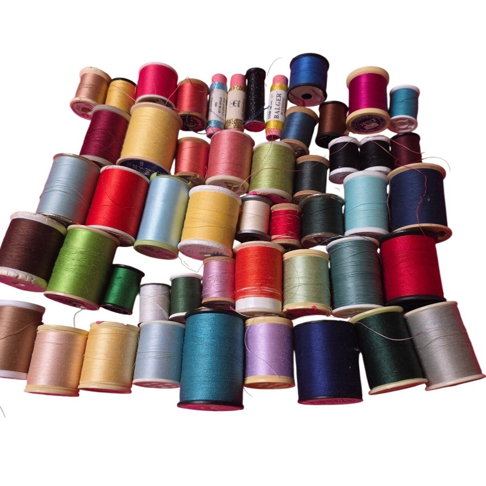 Vintage Mixed Sewing Thread Lot Spools Metallic Blending Filament Coats Balger